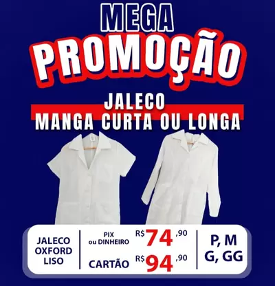 Jaleco Manga Curta ou Manga Longa